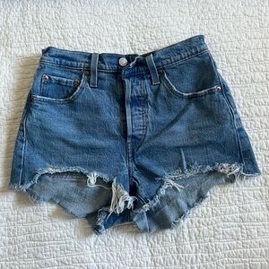 Levi's Blue Distressed Denim Shorts 501 Size 24